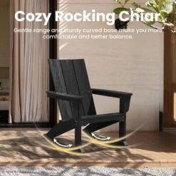 Modern Rocking Plastic Outdoor Adirondack Chair In Black -Jearey plastic adirondack chairs peyyy black 76 1000