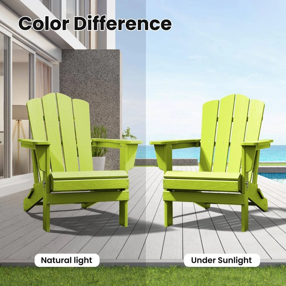 HDPE Classic Apple Green Folding Plastic Adirondack Chair (1-Pack) 8 HDPE Classic Apple Green Folding Plastic Adirondack Chair (1-Pack) - Image 8
