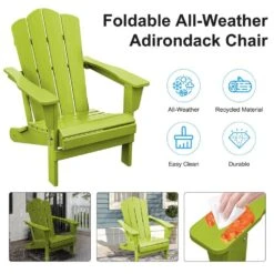 HDPE Classic Apple Green Folding Plastic Adirondack Chair (1-Pack) 12 HDPE Classic Apple Green Folding Plastic Adirondack Chair (1-Pack) -Jearey plastic adirondack chairs psqwy appleg 44 1000