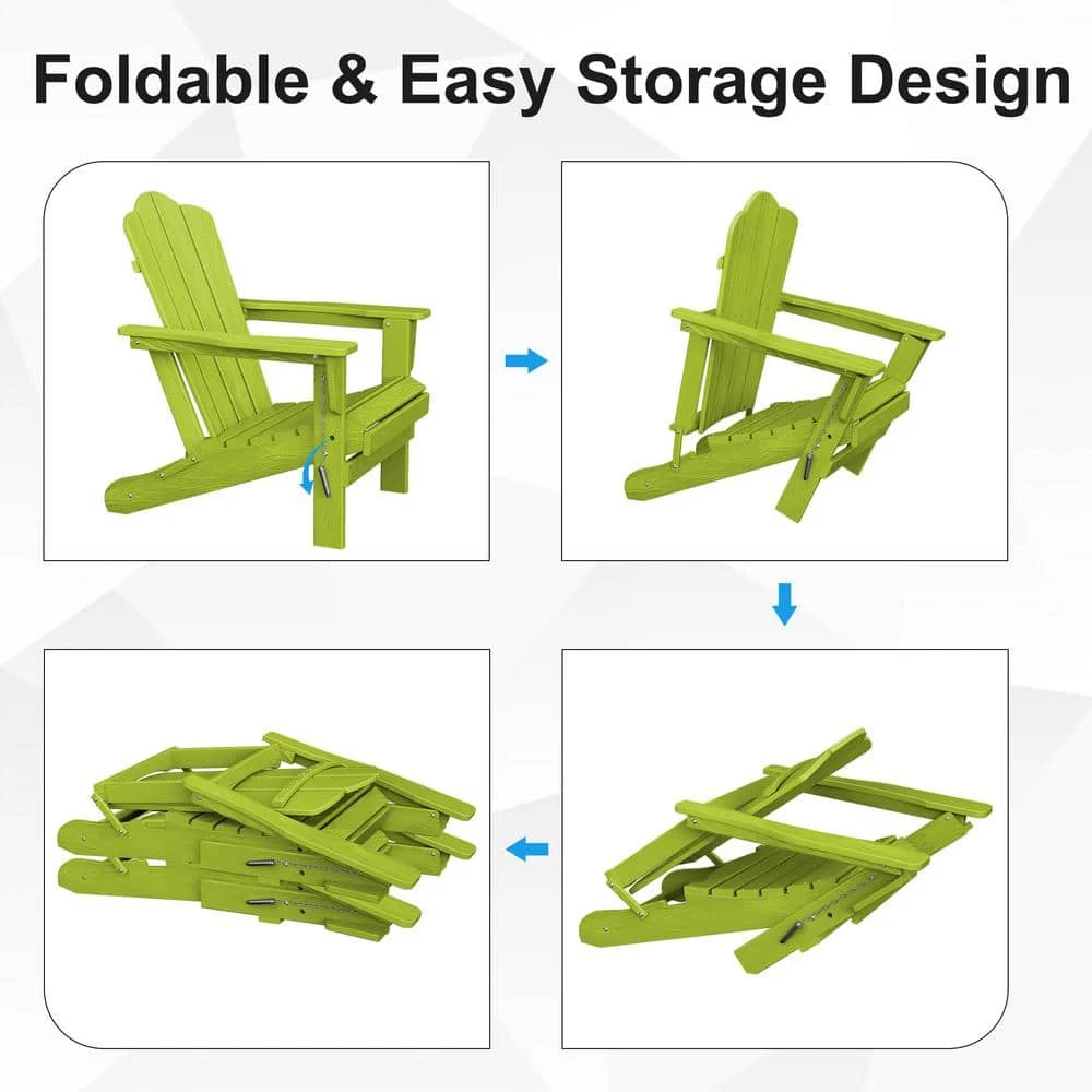HDPE Classic Apple Green Folding Plastic Adirondack Chair (1-Pack) 3 HDPE Classic Apple Green Folding Plastic Adirondack Chair (1-Pack) - Image 3