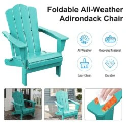HDPE Classic Aruba Blue Folding Plastic Adirondack Chair (1-Pack) -Jearey plastic adirondack chairs psqwy aruba 44 1000