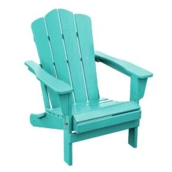 HDPE Classic Aruba Blue Folding Plastic Adirondack Chair (1-Pack)