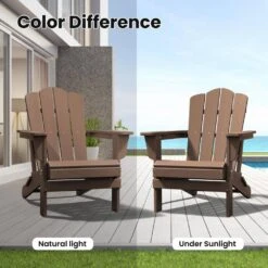 HDPE Classic Brown Folding Plastic Adirondack Chair (1-Pack) -Jearey plastic adirondack chairs psqwy bgray 31 1000