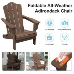 HDPE Classic Brown Folding Plastic Adirondack Chair (1-Pack) -Jearey plastic adirondack chairs psqwy bgray 44 1000