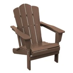 HDPE Classic Brown Folding Plastic Adirondack Chair (1-Pack)
