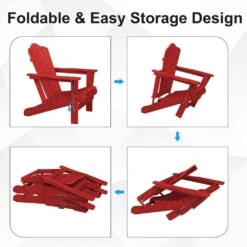 HDPE Classic Bright Red Folding Plastic Adirondack Chair (1-Pack) -Jearey plastic adirondack chairs psqwy brd 4f 1000