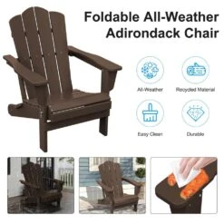 HDPE Classic Coffee Brown Folding Plastic Adirondack Chair (1-Pack) -Jearey plastic adirondack chairs psqwy coffee 44 1000