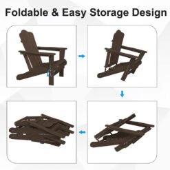 HDPE Classic Coffee Brown Folding Plastic Adirondack Chair (1-Pack) -Jearey plastic adirondack chairs psqwy coffee 4f 1000