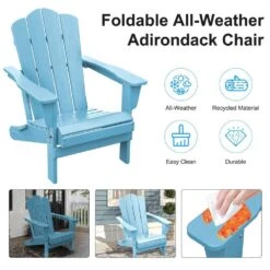 HDPE Classic Light Blue Folding Plastic Adirondack Chair (1-Pack) -Jearey plastic adirondack chairs psqwy gblue 44 1000
