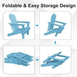 HDPE Classic Light Blue Folding Plastic Adirondack Chair (1-Pack) -Jearey plastic adirondack chairs psqwy gblue 4f 1000