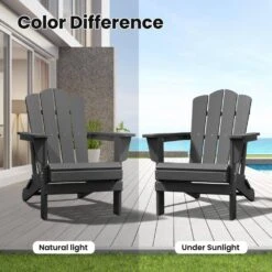HDPE Classic Gray Folding Plastic Adirondack Chair (1-Pack) -Jearey plastic adirondack chairs psqwy gray 31 1000