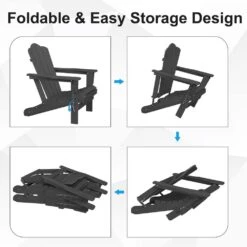 HDPE Classic Gray Folding Plastic Adirondack Chair (1-Pack) -Jearey plastic adirondack chairs psqwy gray 4f 1000
