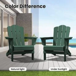 HDPE Classic Green Folding Plastic Adirondack Chair (1-Pack) -Jearey plastic adirondack chairs psqwy green 31 1000