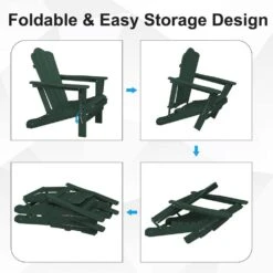 HDPE Classic Green Folding Plastic Adirondack Chair (1-Pack) -Jearey plastic adirondack chairs psqwy green 4f 1000