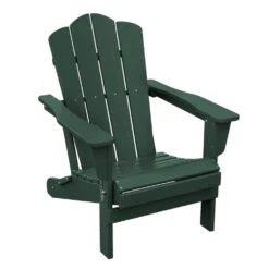 HDPE Classic Green Folding Plastic Adirondack Chair (1-Pack)