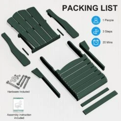 HDPE Classic Green Folding Plastic Adirondack Chair (1-Pack) -Jearey plastic adirondack chairs psqwy green fa 1000