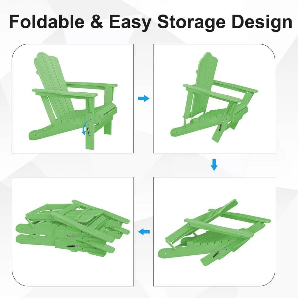 HDPE Classic Light Green Folding Plastic Adirondack Chair (1-Pack) 3 HDPE Classic Light Green Folding Plastic Adirondack Chair (1-Pack) - Image 3