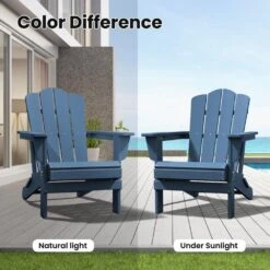 HDPE Classic Navy Folding Plastic Adirondack Chair (1-Pack) -Jearey plastic adirondack chairs psqwy navy 31 1000