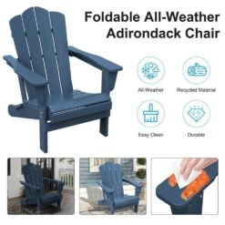 HDPE Classic Navy Folding Plastic Adirondack Chair (1-Pack) -Jearey plastic adirondack chairs psqwy navy 44 1000