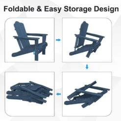 HDPE Classic Navy Folding Plastic Adirondack Chair (1-Pack) -Jearey plastic adirondack chairs psqwy navy 4f 1000