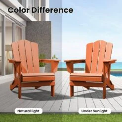 HDPE Classic Orange Folding Plastic Adirondack Chair (1-Pack) -Jearey plastic adirondack chairs psqwy ogreen 31 1000