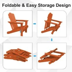 HDPE Classic Orange Folding Plastic Adirondack Chair (1-Pack) -Jearey plastic adirondack chairs psqwy ogreen 4f 1000