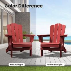 HDPE Classic Dark Red Folding Plastic Adirondack Chair (1-Pack) -Jearey plastic adirondack chairs psqwy red fa 1000 1