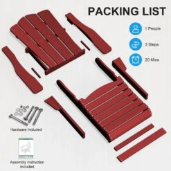 HDPE Classic Dark Red Folding Plastic Adirondack Chair (1-Pack) -Jearey plastic adirondack chairs psqwy red fa 1000