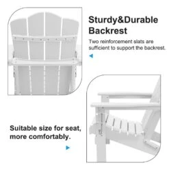 HDPE Classic White Folding Plastic Adirondack Chair (1-Pack) -Jearey plastic adirondack chairs psqwy white 1f 1000