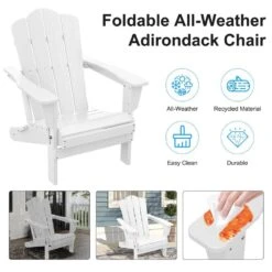 HDPE Classic White Folding Plastic Adirondack Chair (1-Pack) -Jearey plastic adirondack chairs psqwy white 44 1000