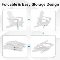 HDPE Classic White Folding Plastic Adirondack Chair (1-Pack) -Jearey plastic adirondack chairs psqwy white 4f 1000