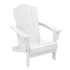 HDPE Classic White Folding Plastic Adirondack Chair (1-Pack)