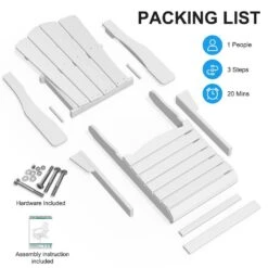 HDPE Classic White Folding Plastic Adirondack Chair (1-Pack) -Jearey plastic adirondack chairs psqwy white fa 1000