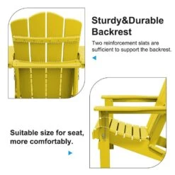 HDPE Classic Yellow Folding Plastic Adirondack Chair (1-Pack) -Jearey plastic adirondack chairs psqwy yellow 1f 1000