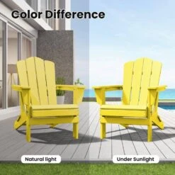 HDPE Classic Yellow Folding Plastic Adirondack Chair (1-Pack) -Jearey plastic adirondack chairs psqwy yellow 31 1000