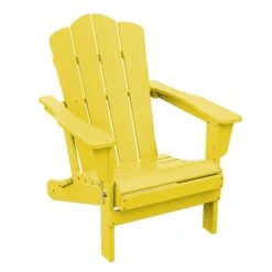 HDPE Classic Yellow Folding Plastic Adirondack Chair (1-Pack)