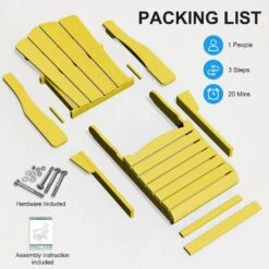 HDPE Classic Yellow Folding Plastic Adirondack Chair (1-Pack) -Jearey plastic adirondack chairs psqwy yellow fa 1000