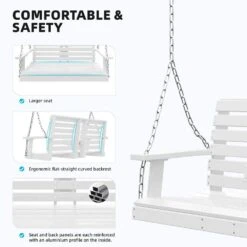 2-Person HDPE Plastic Outdoor Porch Swing In White -Jearey porch swings pe dy white 1f 1000