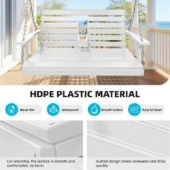 2-Person HDPE Plastic Outdoor Porch Swing In White -Jearey porch swings pe dy white c3 1000