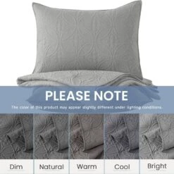 3-Piece Light Gray Modern Microfiber King-Quilt-Set Quilt Set 8 3-Piece Light Gray Modern Microfiber King-Quilt-Set Quilt Set -Jearey quilts coverlets lgy cg3jt k 1f 1000