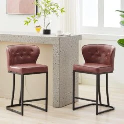 Star Stackable Plastic Red Outdoor Bar Stool (set Of 2)