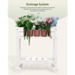 HDPE 28.3 In. X 10 In. X 9.5 In. Outdoor Plastic Raised Garden Bed In White -Jearey white elevated garden beds pehj hd wt 44 1000