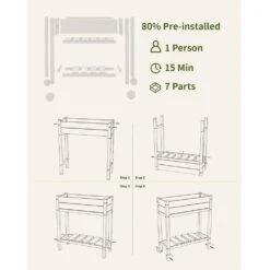HDPE 28.3 In. X 10 In. X 9.5 In. Outdoor Plastic Raised Garden Bed In White -Jearey white elevated garden beds pehj hd wt 76 1000