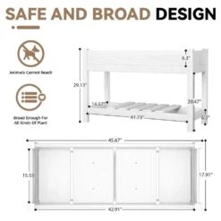 45 In. X 18 In. X 29 In. Outdoor Plastic Raised Garden Bed In White -Jearey white jearey elevated garden beds tphj white 4f 1000