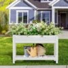 45 In. X 18 In. X 29 In. Outdoor Plastic Raised Garden Bed In White