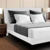Alex White Full Upholstered Platform Bed Frame With Headboard