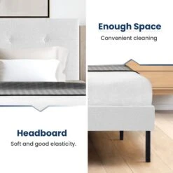 Alex White Full Upholstered Platform Bed Frame With Headboard -Jearey white jearey platform beds e111cj full white c3 1000