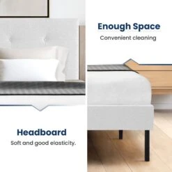 Alex White Twin Upholstered Platform Bed Frame With Headboard -Jearey white jearey platform beds e111cj twin white 4f 1000