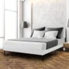 Alex White Twin Upholstered Platform Bed Frame With Headboard
