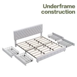 White King Linen Upholstered Storage Platform Bed Frame With Headboard 9 White King Linen Upholstered Storage Platform Bed Frame With Headboard -Jearey white jearey platform beds e11xxy 2 ny 4f 1000